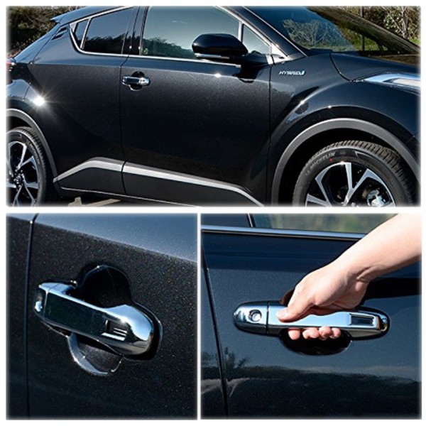 YIDEEAUTO Chrome 2 Door Handle Cover for 2017-2023 Toyota C-HR W/O Passenger Side Keyhole With Smart Keyhole
