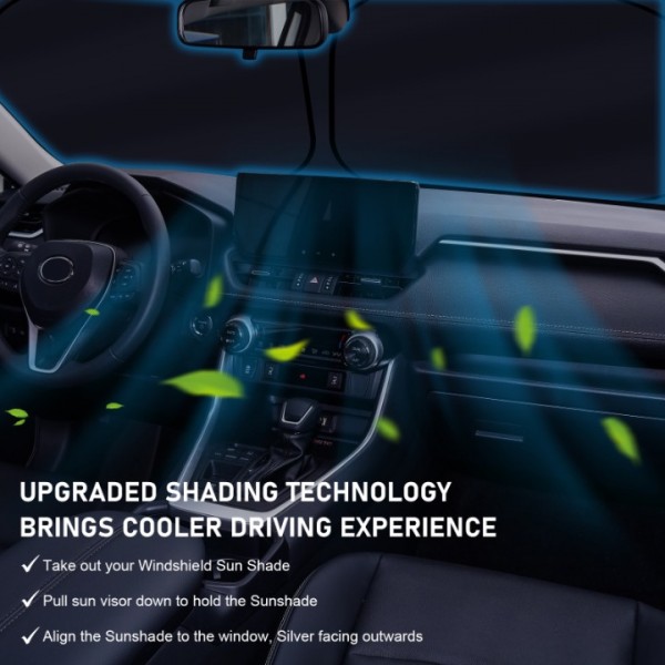 YIDEEAUTO Windshield Sun Shade for Toyota RAV4 2019 2020 2021 2022 2023 2024, Foldable RAV 4 SUV Sunshade Front Car Window Sun Visor Protector